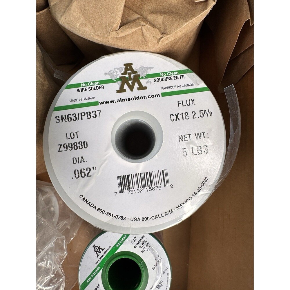 5 Lb.  AIM No Clean Wire Solder .062” CX18 2.5% flux core READ!